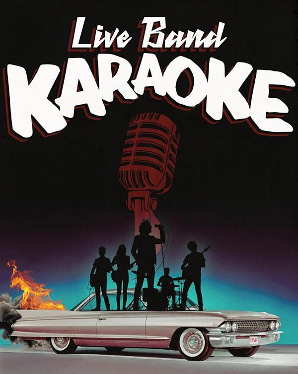 Live Band with a singer standing on a car