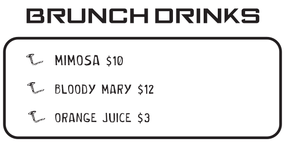 Brunch drinks at Bent Nails Roadhouse