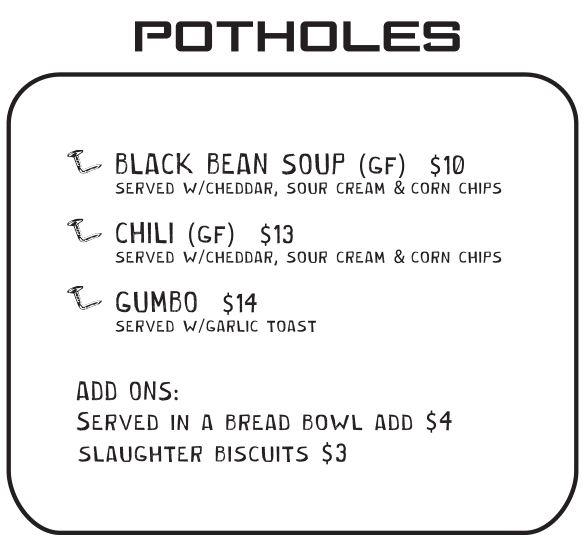 Brunch Potholes at Bent Nails Roadhouse